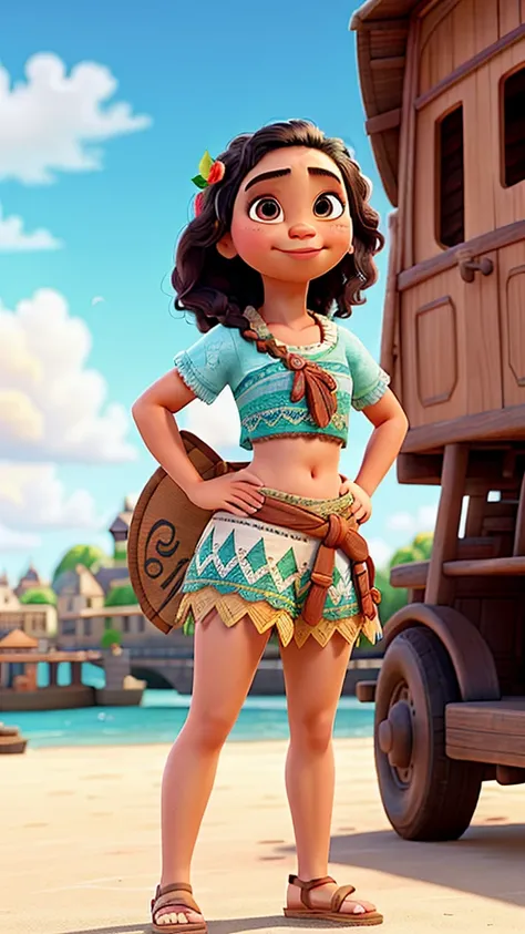 Moana with a crop top in Paris