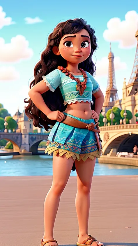 Moana with a crop top in Paris