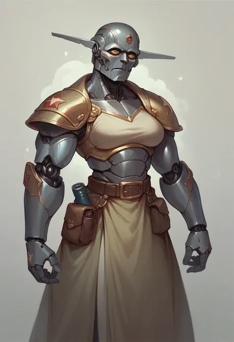 Old lady woman dressed as robot warrior