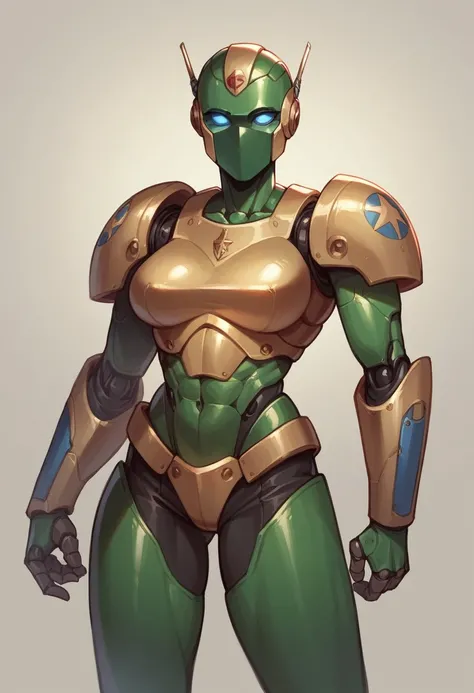 Lady woman dressed as robot warrior