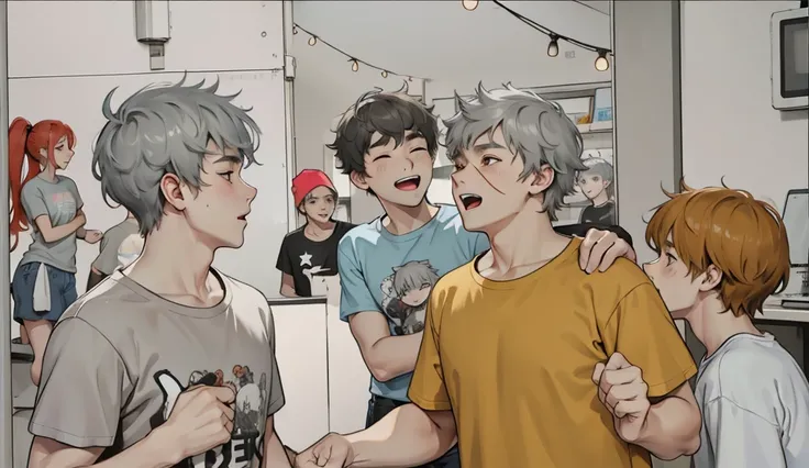 a group of 16 year olds with gray hair t-shirts.