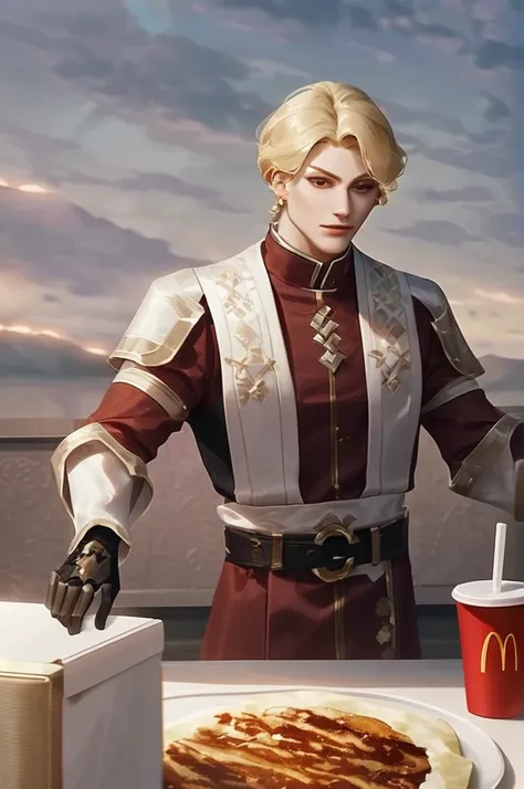 ((Лучшее качество)), ((шедевр)), (подробный), Egor Creed with a blonde at McDonalds