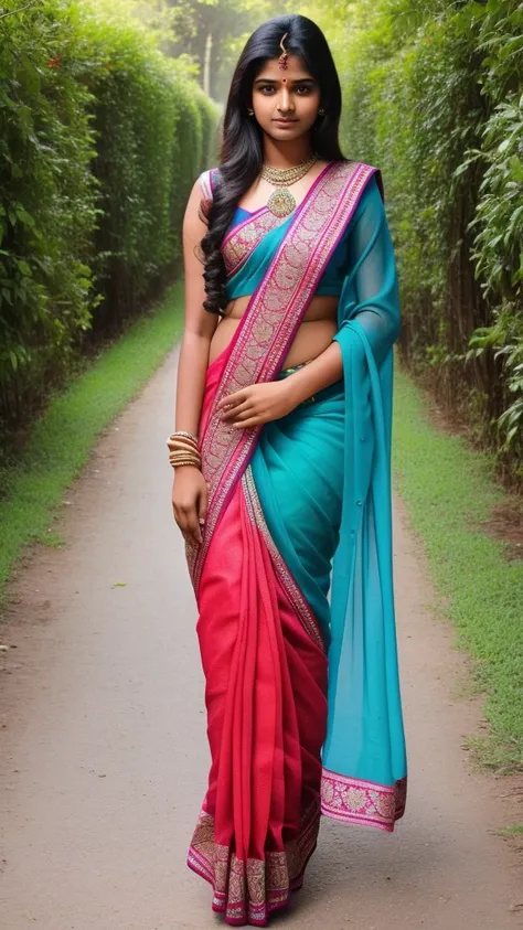 Beautiful 18 years old Indian girl in saree.