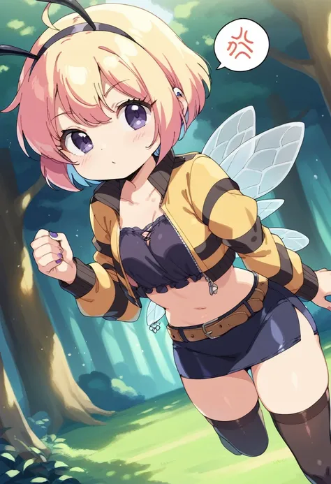 score_9, score_7_up, score_6_up, 1girl, source_cartoon, source_anime,breathtalking Scenery,watercolor,smooth soft skin, natural skin,anime screencap,mjm,rating_questionable,vum,bfg
BREAK 
1girl,(solo:1.2),(hornet girl:1.4), bee girl,(little female child:1....