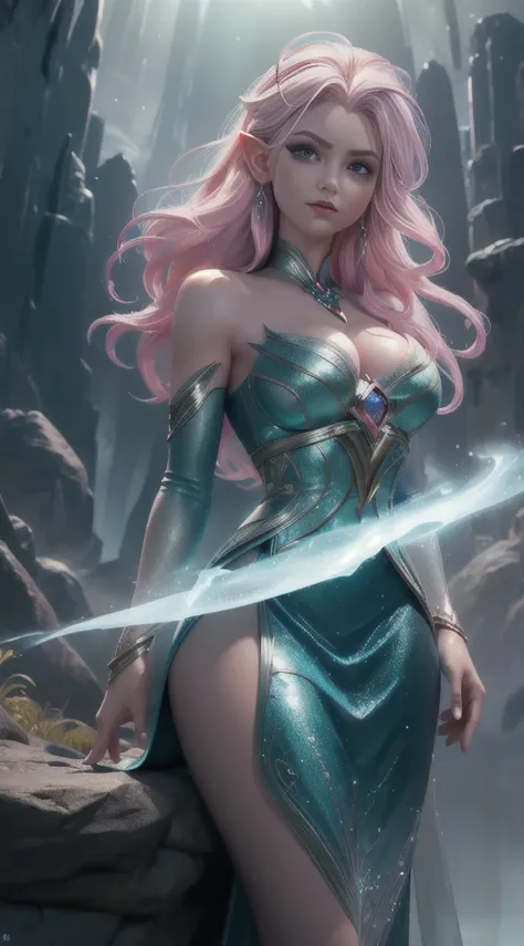 elfgirl (Android northumber 18 dragonballz-Elsa Frozen Disney mixing models .) (ultra FUSIOnorth oF white and pink hair) Highly detailed CG Unity 8k wallpaper, style shot, Complex, high detail, dramatic, Highest quality film still image, Very detailed, Mas...