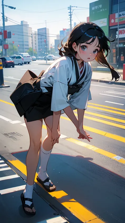 photograph , 16K , Live action , hyper realistic , best quality , Full body. Realistic in detail , Background is the city. Nice weather. Young Japanese woman. Cute. Big eyes.