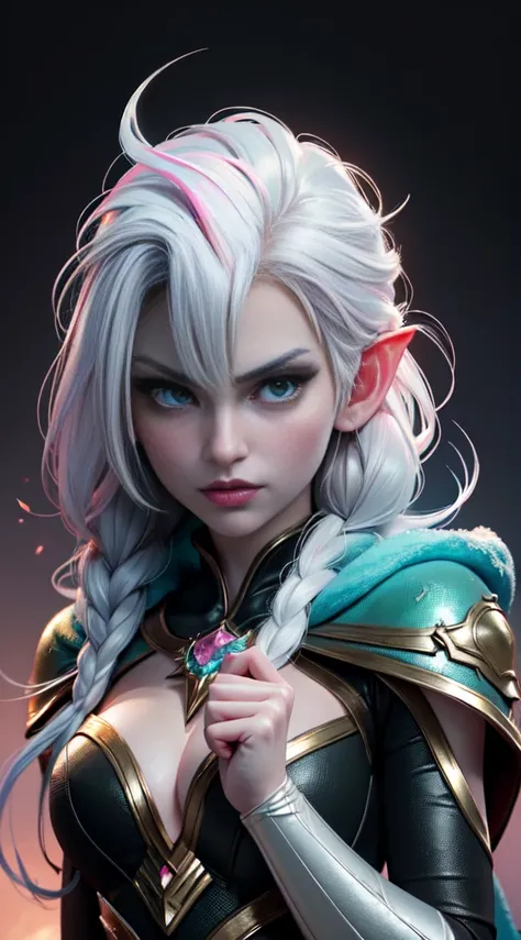 elfgirl (Android northumber 18 dragonballz-Elsa Frozen Disney mixing models .) (ultra FUSIOnorth oF white and pink hair) Highly detailed CG Unity 8k wallpaper, style shot, Complex, high detail, dramatic, Highest quality film still image, Very detailed, Mas...