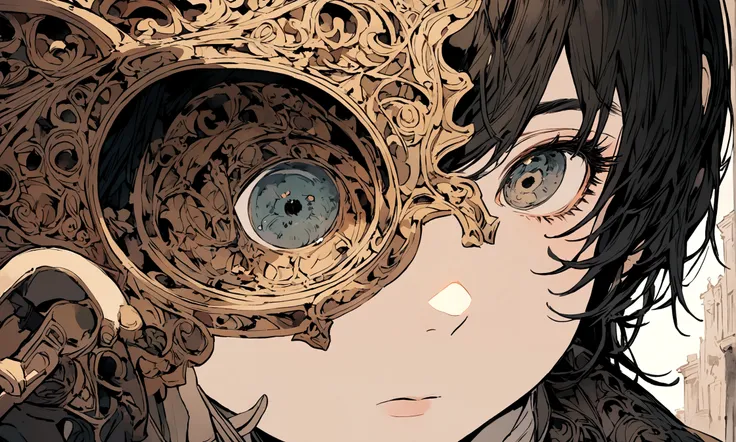 A close-up of the protagonists eyes widening as they discover a new tool on the website.