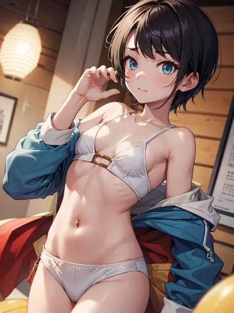 tomboy、chest、Navel exposure、fine、