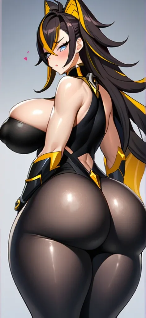  anime girl dehya (genshin impact) busty  with thick thighs and big ass bigger than thighs and head and body , ass view, hyper ass with  long hair ass bigger then screen ass groped