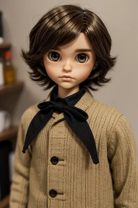 blythe doll man.
•Medium hair mod cut style, wavy and light brown color.
•Ojos cafes.
•Light skin tone, neutral.
•Ropa emo.