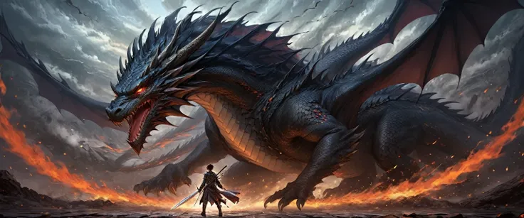 anime - style illustration of a man with a dragon on his back, epic anime fantasy, epic anime style, by yang j, anime epic artwo...