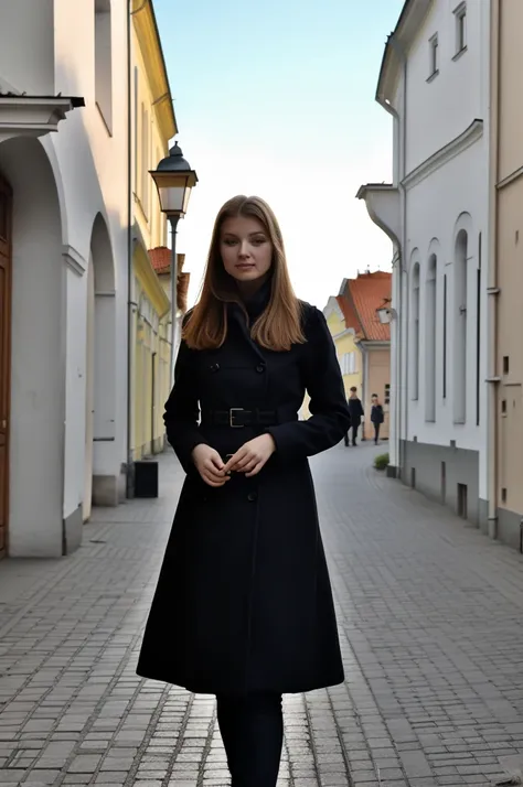  Lituania, pretty women, ((In Vilnius City)), before the Vilnius Cathedrale, on the Vilnius central place