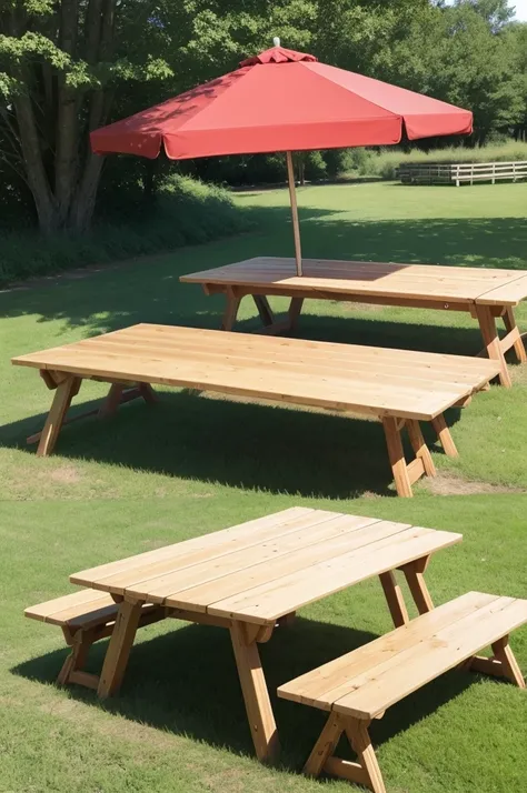 Create a picture of a large picnic table 