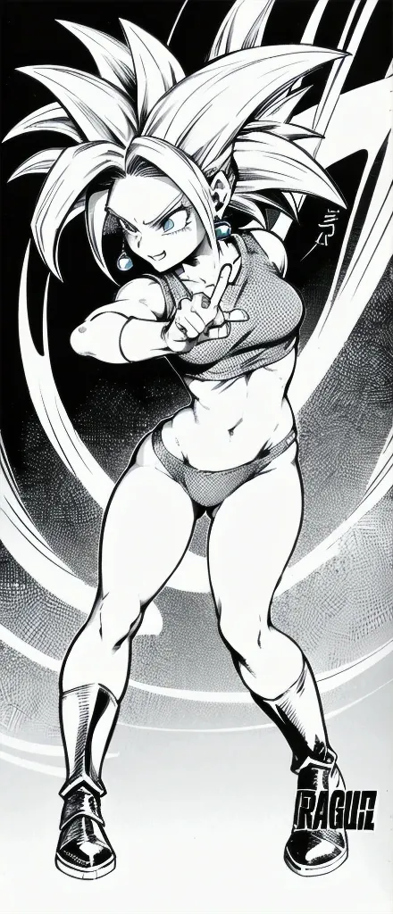 Kefla
Solo . Simple background , manga style , Fitgirl , Lineart , sfw , monochrome,greyscale,comic , Standing , Normal pose , sensual , Safe for work , fullbody , kefla_dragonball,jewelry, earrings, crop top