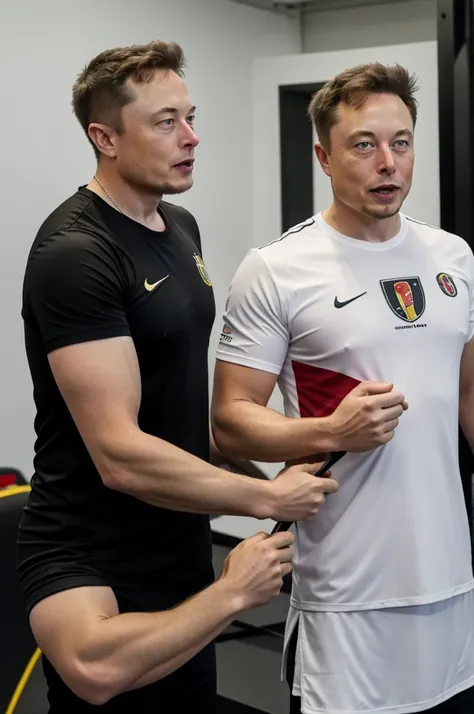 Elon Musk Receiving shirt from the Colombian team 