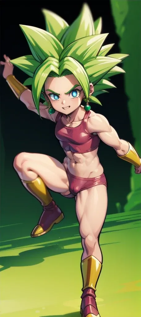 Kid , Kefla
Solo . Simple background  , muscular , Lineart ,  fullbody , kefla_dragonball,jewelry, earrings,  , no nsfw