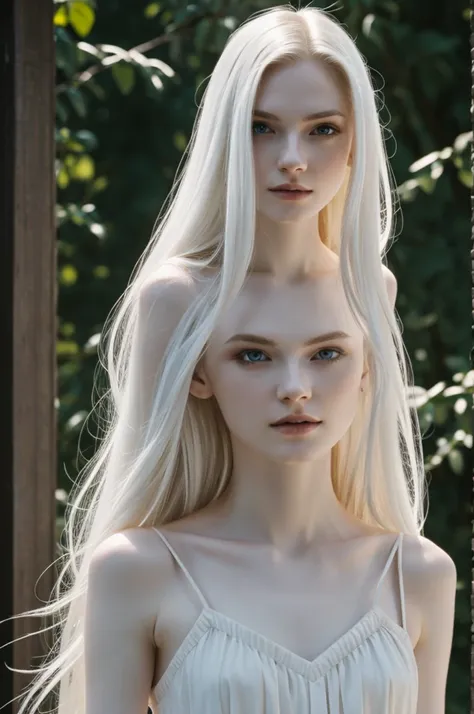 A human vampire with very pale skin and shoulder-length hair 