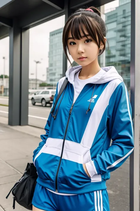 Anime girl wearing sportswear 