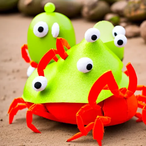 A dancing pickle wearing a crab costume