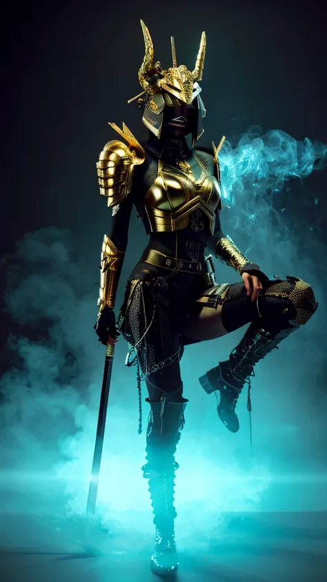 Surreal version of a woman kneeling down on one knee with sword in hand, very beautiful cyberpunk samurai,Sitting on one knee,Futuritic background,  cyberpunk anime art, cyberpunk samurai, cyberpunk city anime art, cyberpunk anime, cgsociety 9, digital cyb...