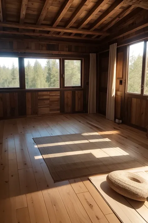 Rustic and modern meditation room 