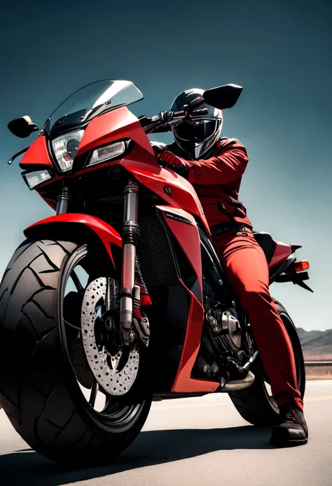 Photo of zero two sitting next to his motorbike with his sword