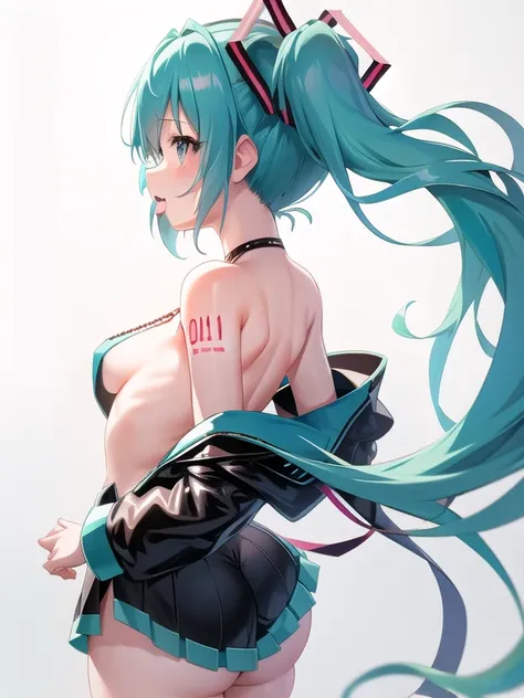 back shot, ass,Big breasts  Hatsune Miku ((Very small chest)) ((Stick out your tongue)) ((There is love in the eyes)) Bust