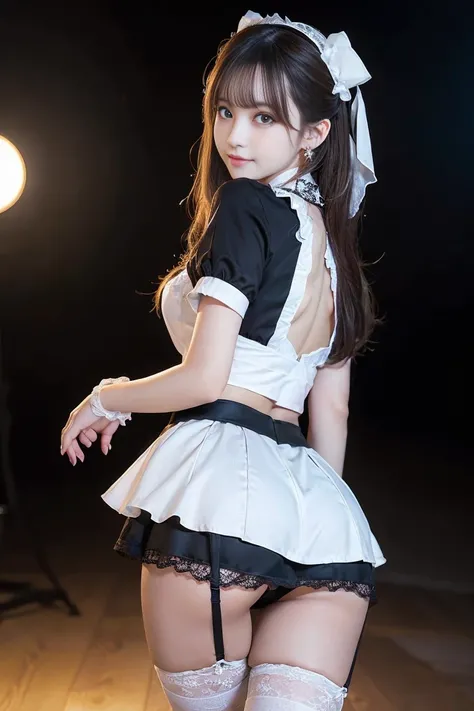 Highest quality, Super detailed, High resolution, 8K images) (reality, Realistic photos:1.37), ((Highest quality)),Japanese Idols, Cinematic Light,Smoky makeup applied, eye shadow, Pastel colored maid girl, Silky Hair, Wear hair accessories and earrings, C...