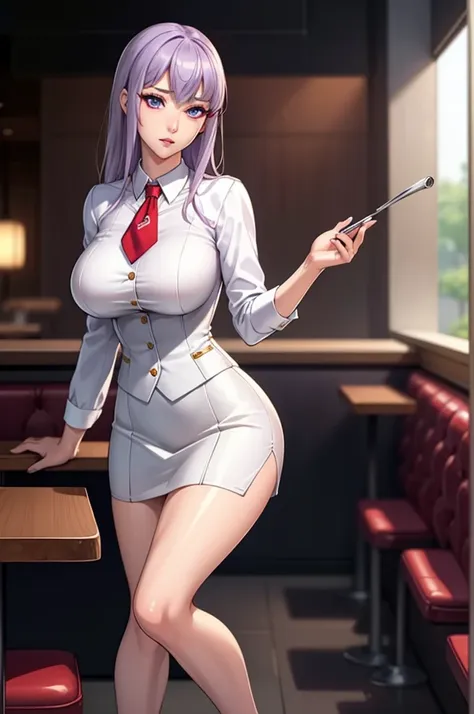 sakuyarindou768, mature female,(Wearing business outfit,formal jacket,neck tie, tie,white shirt, skirt, heels,High waist Skirt)( big perfect round breasts,hourglass body, thin waist,btpt-fc,Photo realistic, (hyperrealistic:1)beautiful, masterpiece, best qu...