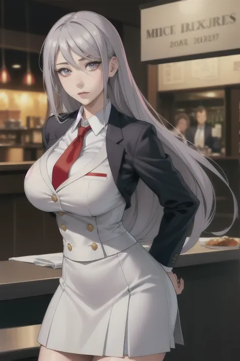 sakuyarindou768 (Wearing business outfit, NSFW, formal jacket,neck tie, tie,white shirt, skirt, heels,High waist Skirt)( big perfect round breasts,hourglass body, thin waist,btpt-fc,Photo realistic, (hyperrealistic:1)beautiful, masterpiece, best quality, e...