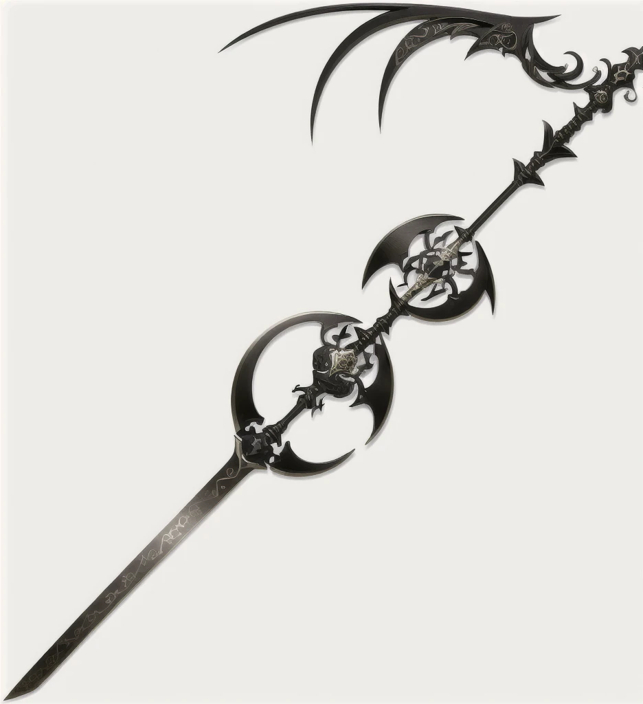 A grimm reaper scythe made of bronze, Time Scythe, Bronze Scythe, Bronze Time Scythe, Floating hourglass in the blade.