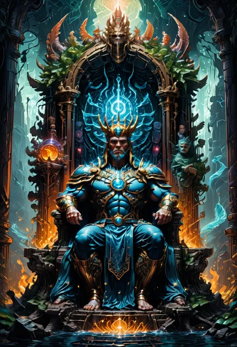 Throne of Power, full body, by dan mumford, best quality, masterpiece, very aesthetic, perfect composition, intricate details, ultra-detailed