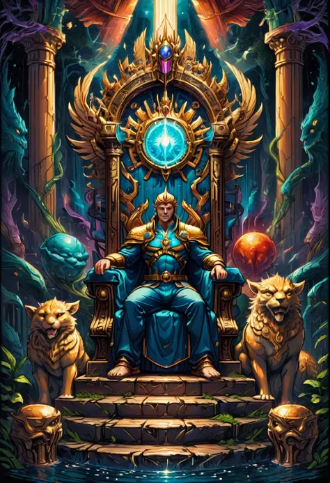 Throne of Power, full body, by dan mumford, best quality, masterpiece, very aesthetic, perfect composition, intricate details, ultra-detailed