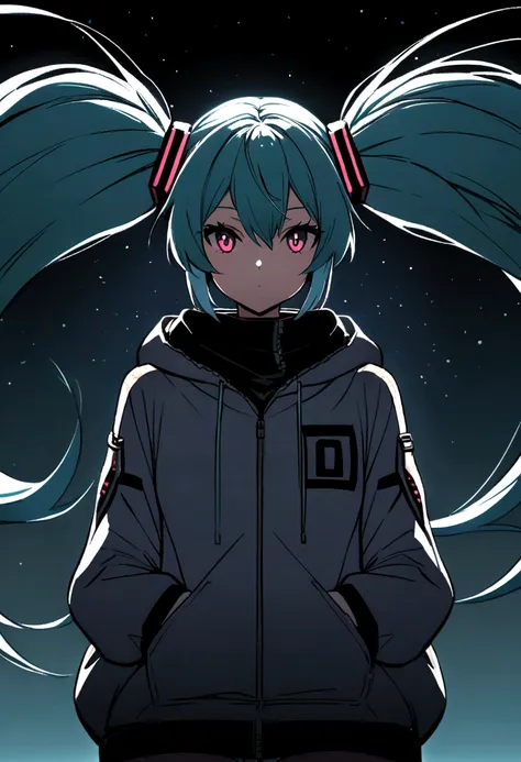 Hatsune Miku Hoodie Black City at night