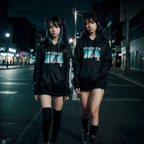 Hatsune Miku Hoodie Black City at night