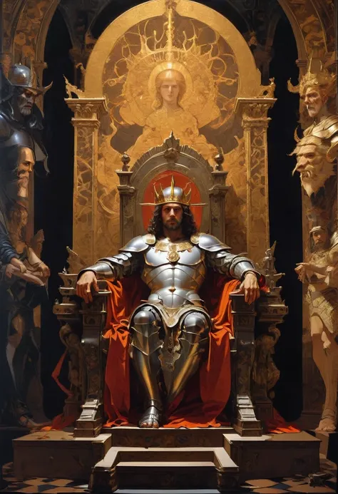 Throne of Power, full body, by Georges de La Tour, best quality, masterpiece, very aesthetic, perfect composition, intricate details, ultra-detailed