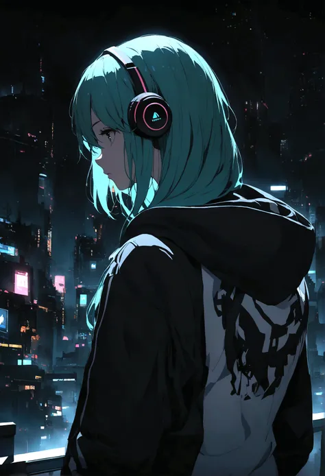 Hatsune Miku Hoodie Black City at night