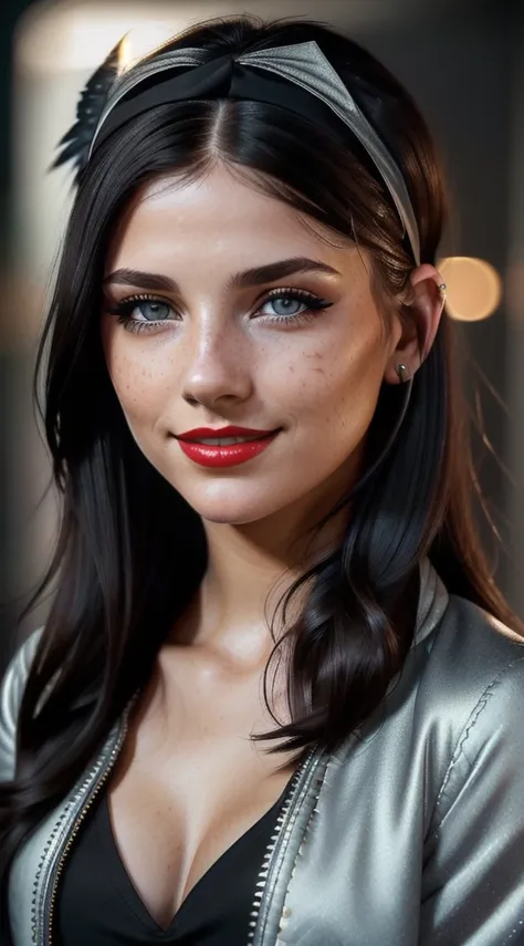 photo of (sharp focus:1.2), attractive young woman, (beautiful face:1.1), detailed eyes, red lips, (eyeshadow:1.2), (winged eyel...