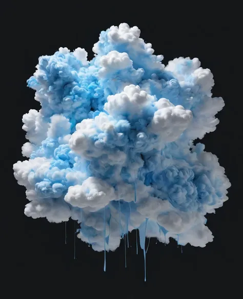 Graffiti, scribble, Comics by Petra Cortright, best quality, masterpiece, light blue fluffy small cloud artwork, Representative work, official art, Professional, Ultra intricate detailed, 8k, light blue fluffy small cloud art, Black background 