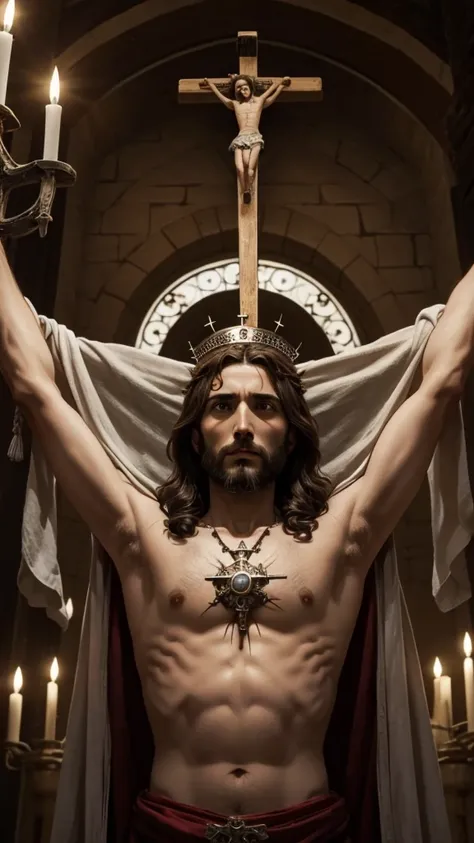 Image of Jesus Christ Jewish crown of thorns crucified 