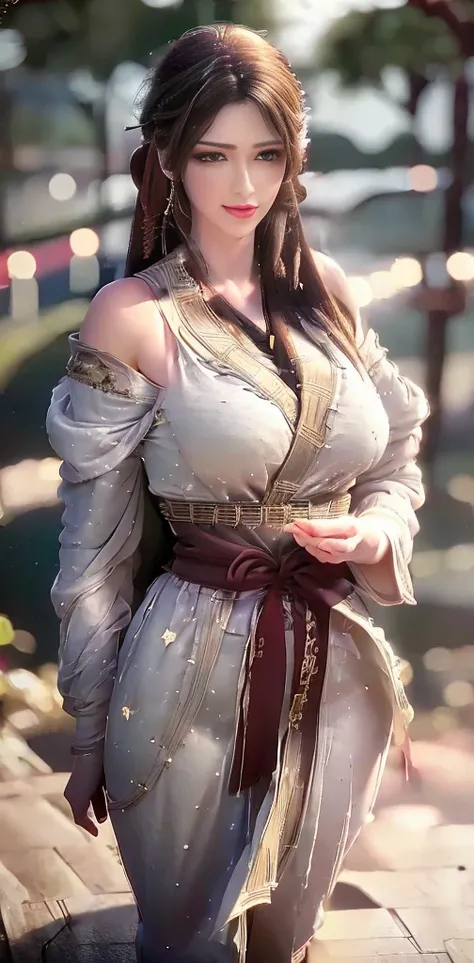 ((Best Quality, 8k, Masterpiece: 1.3)), Focus: 1.2, Perfect Body Beauty: 1.4, Buttocks: 1.2, ((Layered Haircut)), (Wet Clothes: 1.1), (Rain, Street:1.3), (Breasts: 1.2), (Hanfu: 1.2), Bare Shoulders, Bare Legs, Highly Detailed Face and Skin Texture, Fine E...