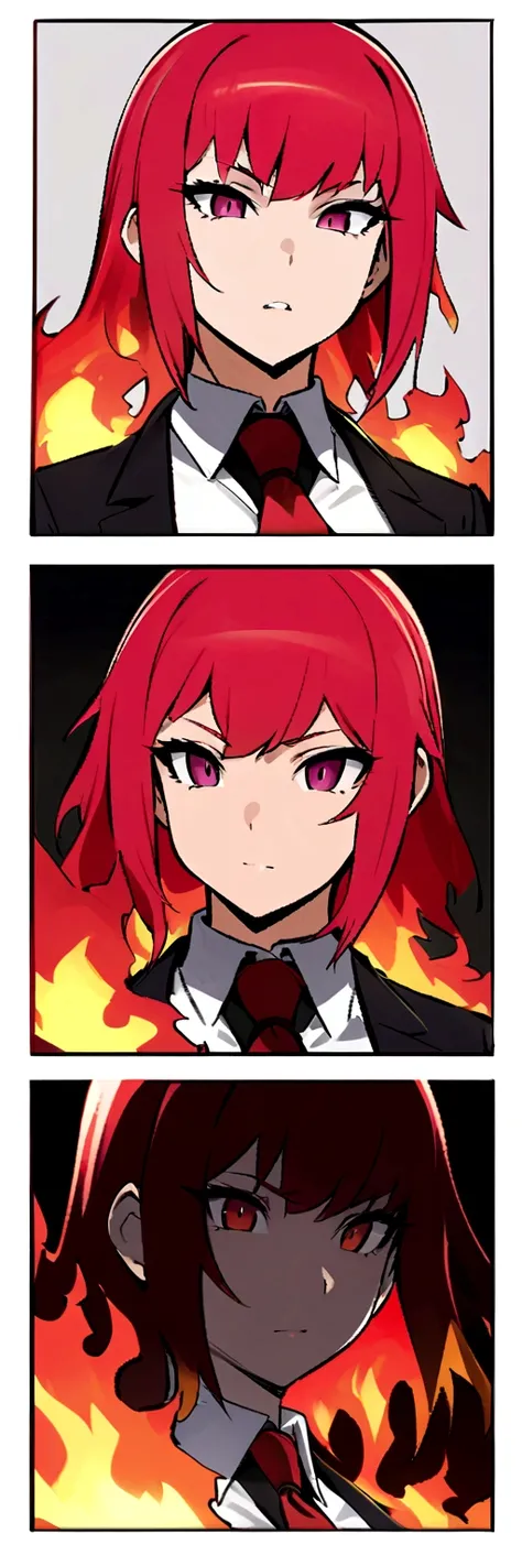 Dnd, fire ganassi, secretary, animated female, flat chested, fiery hair