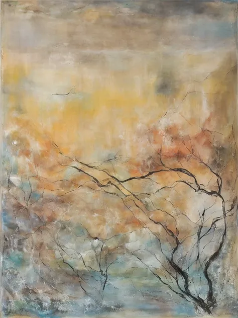 zao wou-ki style with a dash of mixed media art