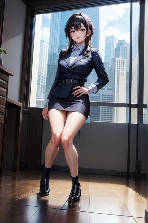 ultra realistic, 4k, hd, ewing hd, ultra detiled, 1 woman, ganyu from gi, office uniform