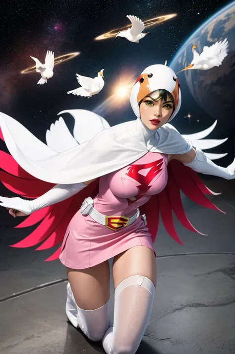 ((masterpiece)),((Highest quality)),((High resolution)),((Highly detailed CG Unity 8k wallpaper)), Outdoor, Day, Upper Body, View your viewers, alone, Concentration, break, 
Year_Classic_Jun_Gatchaman_myself, Jun the swan, 
One girl, chest, lips, medium ch...