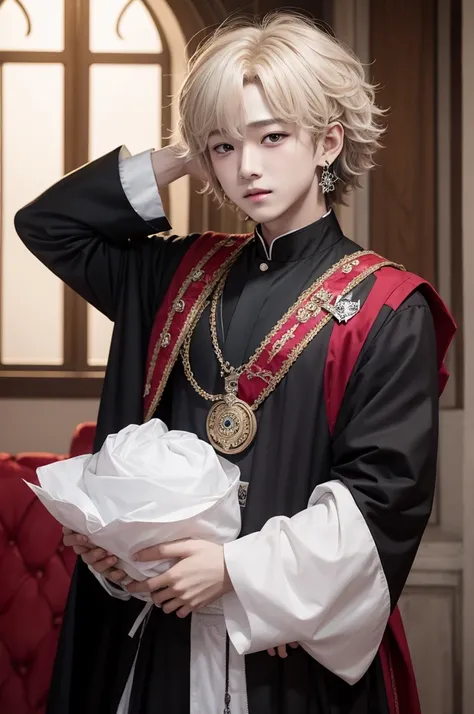 Bangchan from stray kids dressed as a royal priest