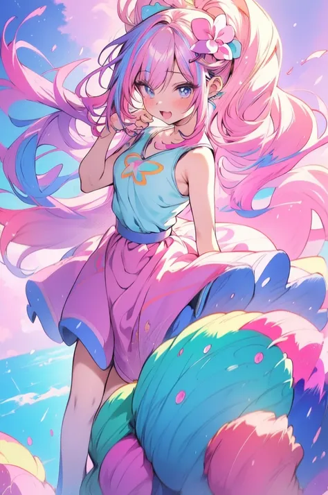 Anime girl with colorful hair and colorful dress, rossdraws pastel vivid, rossdraws cartoon vibrant, Anime Style 4k, Beautiful anime portraits, art germ colorful!!!, ! Dream Art Germ, Beautiful Anime Girls, Anime style digital art, anime art wallpaper 4k, ...