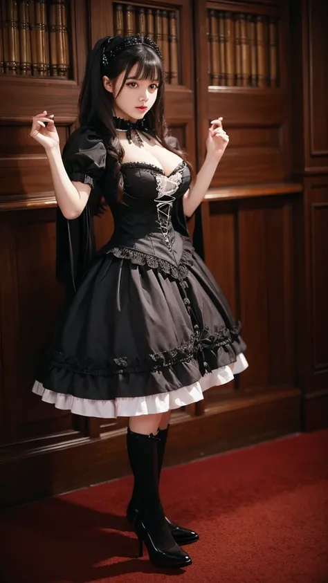 Gothic Lolita Costume、sexy、Big Breasts、Erotic、Queen、whip、High heels