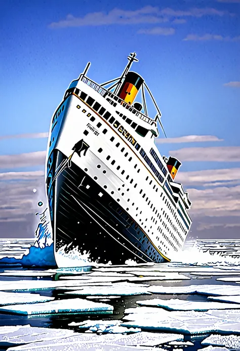 Titanic crashing from the ice